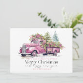  Roze Boerderijen Vrachtwagen Kerstboom Feestdagenkaart (Staand voorkant)