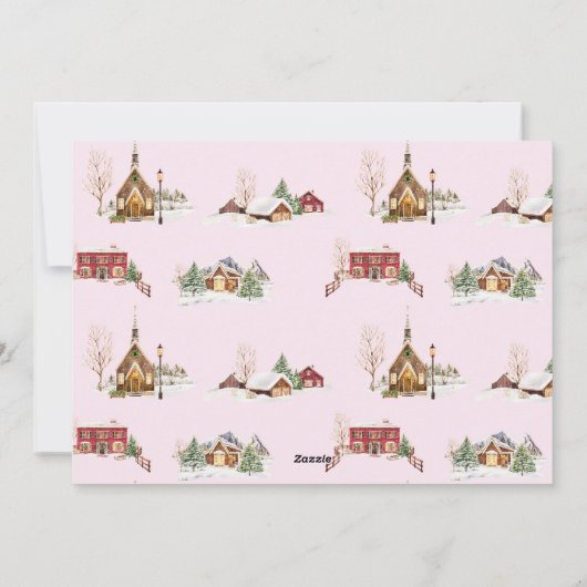  Roze Boerderijen Vrachtwagen Kerstboom Feestdagenkaart (Achterkant)