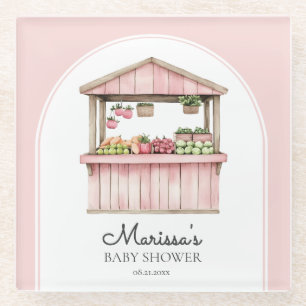 Roze Boeren Markt Baby Meisje Douche Glazen Onderzetter