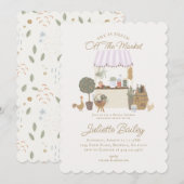 Roze Boeren Markt Boerderij Bruids Douche Uitnodig Kaart (Voorkant / Achterkant)