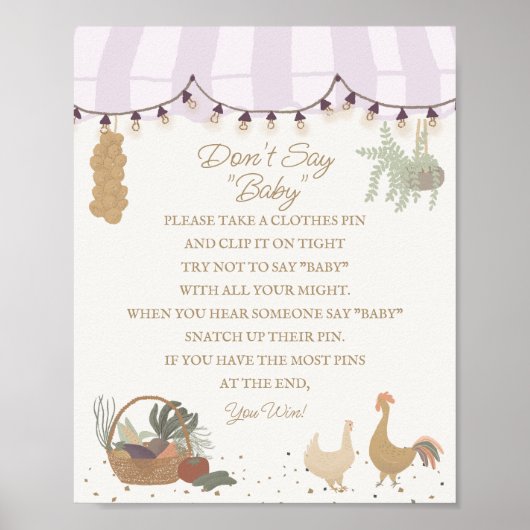 Roze Boeren Markt Boerderij Fresh Dont Say Baby Ga Poster