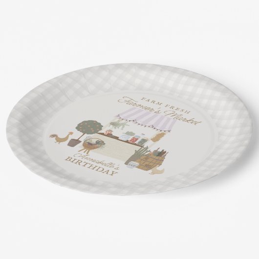Roze Boeren Markt Boerderij Fresh Verjaardagsfeest Papieren Bordje (Gekanteld)