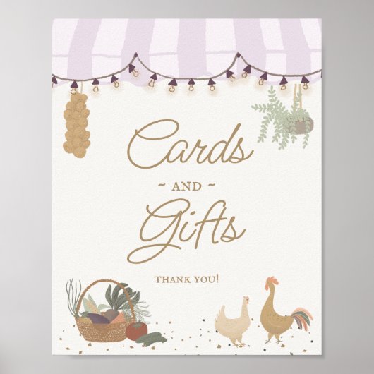 Roze Boeren Markt Boerderij Verse Kaarten en Gesch Poster (Voorkant)