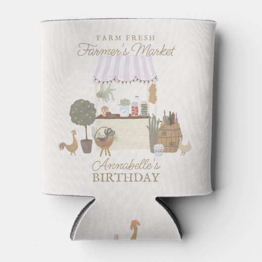 Roze Boeren Markt Boerderij Verse Verjaardag Favor Blikjeskoeler (Voorkant)
