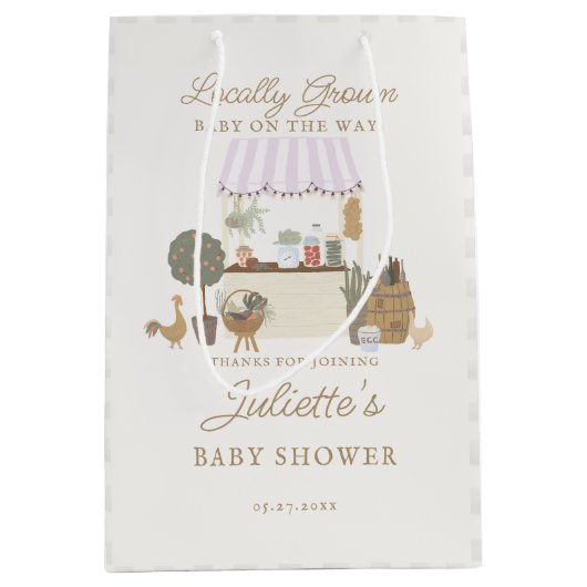 Roze boeren markt lokaal groeien Baby shower gunst Medium Cadeauzakje (Voorkant)