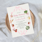 Roze boeren verkopen groente Baby shower Kaart