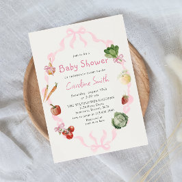 Roze boeren verkopen groente Baby shower Kaart