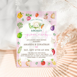 Roze boeren verkopen lokaal geteeld Baby shower Kaart