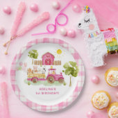 Roze boerenerf boerderijdieren verjaardag papieren bordje (Feest)
