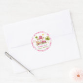 Roze boerenerf boerderijdieren verjaardag ronde sticker (Envelop)