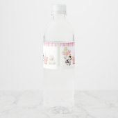 Roze boerenerf Boerderijdieren verjaardagsfeestje Waterfles Etiket (Achterkant)