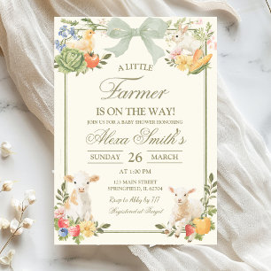 Roze Boerenmarkt Baby Shower voor Kleine Boer Kaart