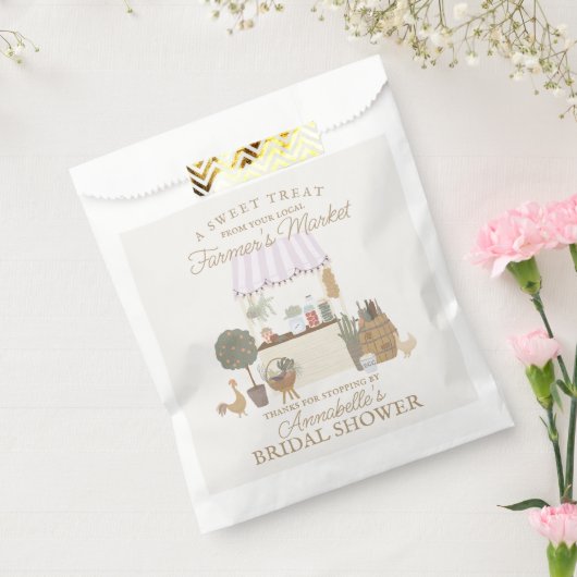 Roze Boerenmarkt Bruiloft met Verse Bridal Shower Bedankzakje (Gezegeld)