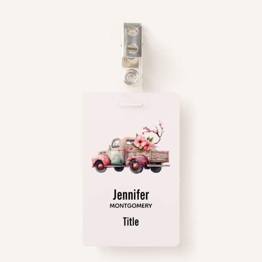 Roze Boerenwagen Badge (Voorkant met clip)