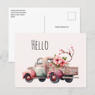 Roze  Boerenwagen Briefkaart