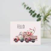 Roze  Boerenwagen Briefkaart (Staand voorkant)