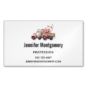 Roze  Boerenwagen Magnetisch Visitekaartje (Voorkant)