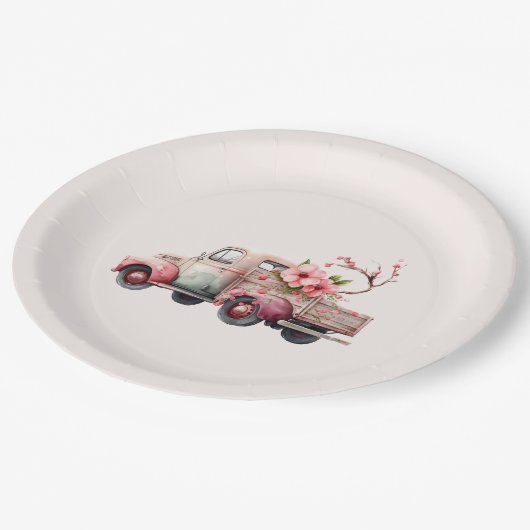 Roze  Boerenwagen Papieren Bordje (Gekanteld)