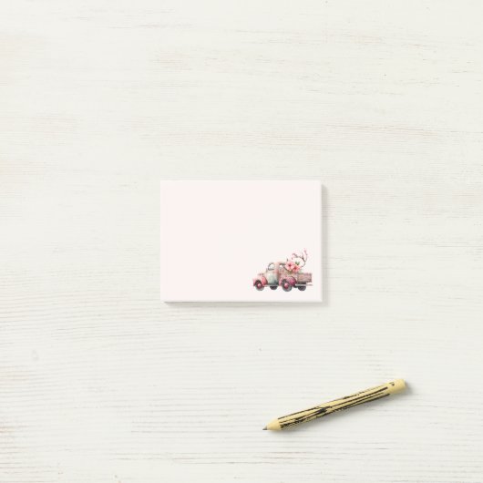 Roze  Boerenwagen Post-it® Notes (Op bureau)