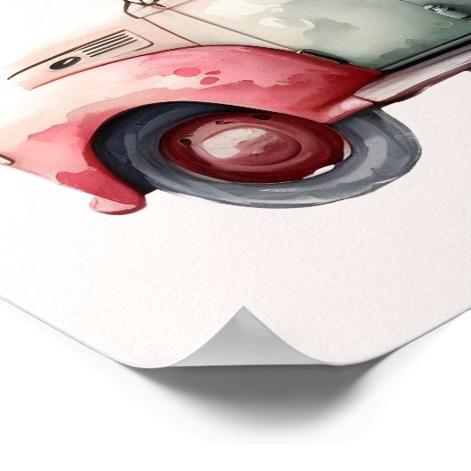 Roze Boerenwagen Poster (Hoek)