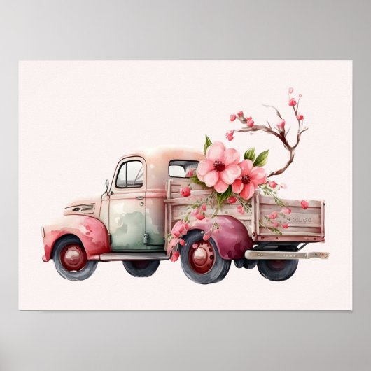 Roze Boerenwagen Poster (Voorkant)
