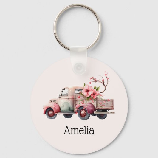 Roze Boerenwagen Sleutelhanger (Achterkant)