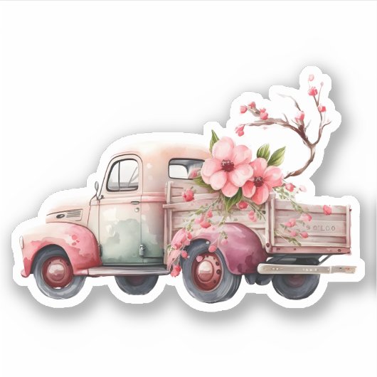 Roze  Boerenwagen Sticker (Voorkant)
