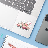 Roze  Boerenwagen Sticker (Laptop met iPhone)