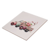 Roze  Boerenwagen Tegeltje (Zijkant)