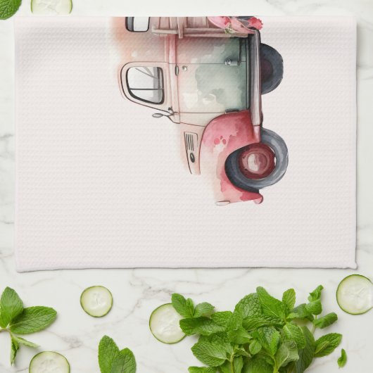 Roze  Boerenwagen Theedoek (Gevouwen)