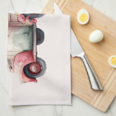 Roze Boerenwagen Theedoek (Quarter Fold)