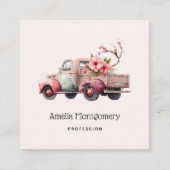 Roze Boerenwagen Vierkante Visitekaartje (Voorkant)