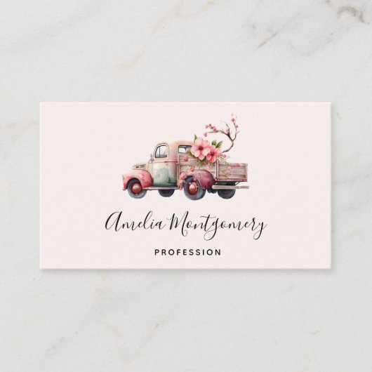 Roze  Boerenwagen Visitekaartje (Voorkant)