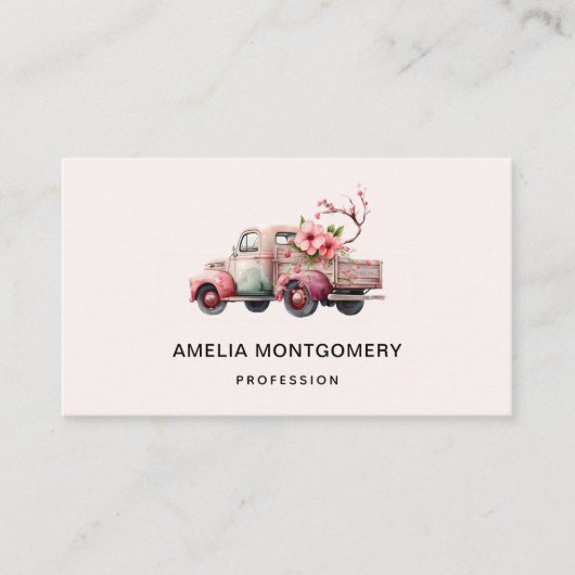 Roze  Boerenwagen Visitekaartje (Voorkant)