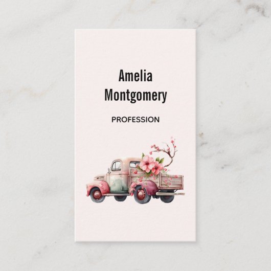 Roze  Boerenwagen Visitekaartje (Voorkant)
