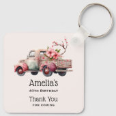 Roze  Boer's Truck Birthday Dank u Sleutelhanger (Achterkant)
