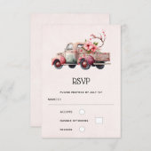Roze Boer's Truck Bruiloft RSVP Kaartje (Voorkant / Achterkant)
