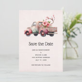 Roze Boer's Truck Bruiloft Save The Date (Staand voorkant)
