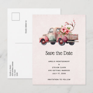 Roze  Boer's Truck Bruiloft Save the Date Aankondigingskaart