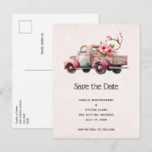 Roze  Boer's Truck Bruiloft Save the Date Aankondigingskaart (Voorkant / Achterkant)