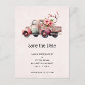 Roze  Boer's Truck Bruiloft Save the Date Aankondigingskaart (Voorkant)