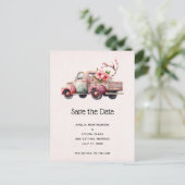Roze  Boer's Truck Bruiloft Save the Date Aankondigingskaart (Staand voorkant)