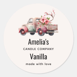 Roze  Boer's Truck Candle Business Ronde Sticker
