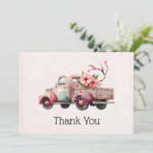 Roze  Boer's Truck Dank u Bedankkaart (Staand voorkant)