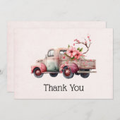 Roze  Boer's Truck Dank u Bedankkaart (Voorkant / Achterkant)