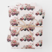 Roze Boer's Truck Pattern Inpakpapier Vel (In situ)