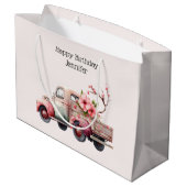 Roze  Boer's Truck Verjaardag Groot Cadeauzakje (Achterkant Gekanteld)