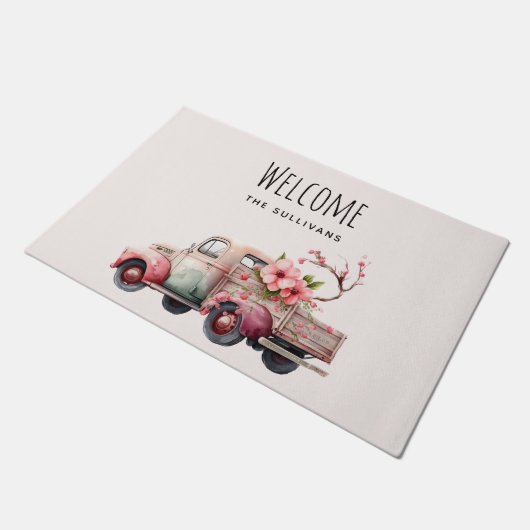 Roze  Boer's Truck Welkom Deurmat (Schuin)