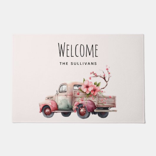 Roze  Boer's Truck Welkom Deurmat (Voorkant)