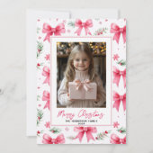 Roze Bogen Aangepaste Kerstfoto & Naam Feestdagenkaart (Voorkant)